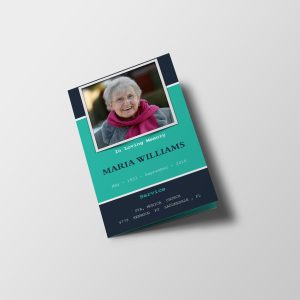 Blue and Green Bordered Photo Funeral Program Template