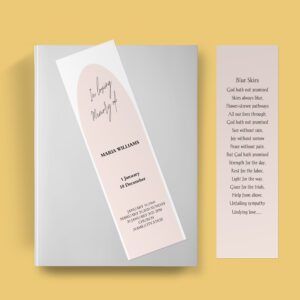 Blush Pastel arch Funeral Bookmark Template
