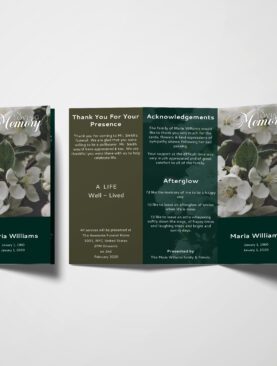 Dark Green & Brown Funeral Homes Brochure Trifold Funeral Program Template