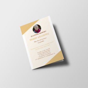 Monochromatic Beige Death Announcement Half Page Funeral Program Template