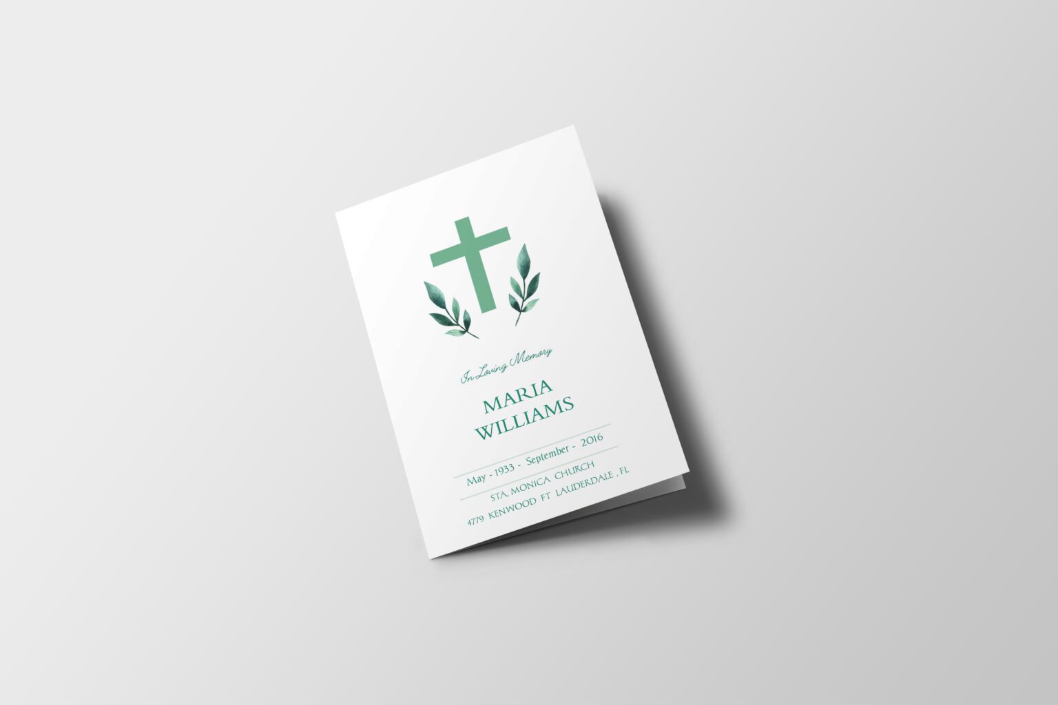 Green Cross Funeral Program Template 6796