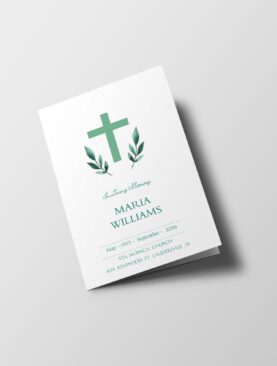 Green Cross Funeral Program Template