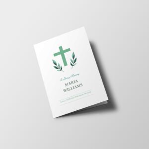 Green Cross Half Page Funeral Program Template