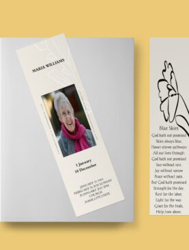 Beige Floral Decorative Booklet Funeral Bookmark Template