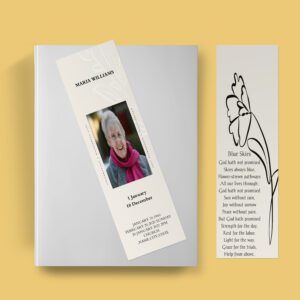 Beige Floral Decorative Booklet Funeral Bookmark Template
