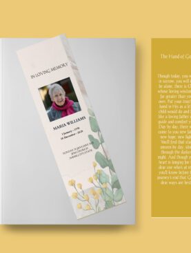 Beige Watercolor Flower Death Announcement Bookmark Program