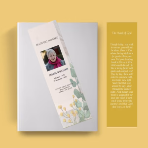 Beige Watercolor Flower Death Announcement Bookmark Program