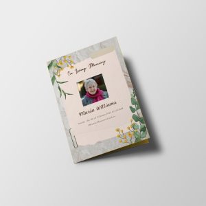 Beige Watercolor Flower Death Announcement Program