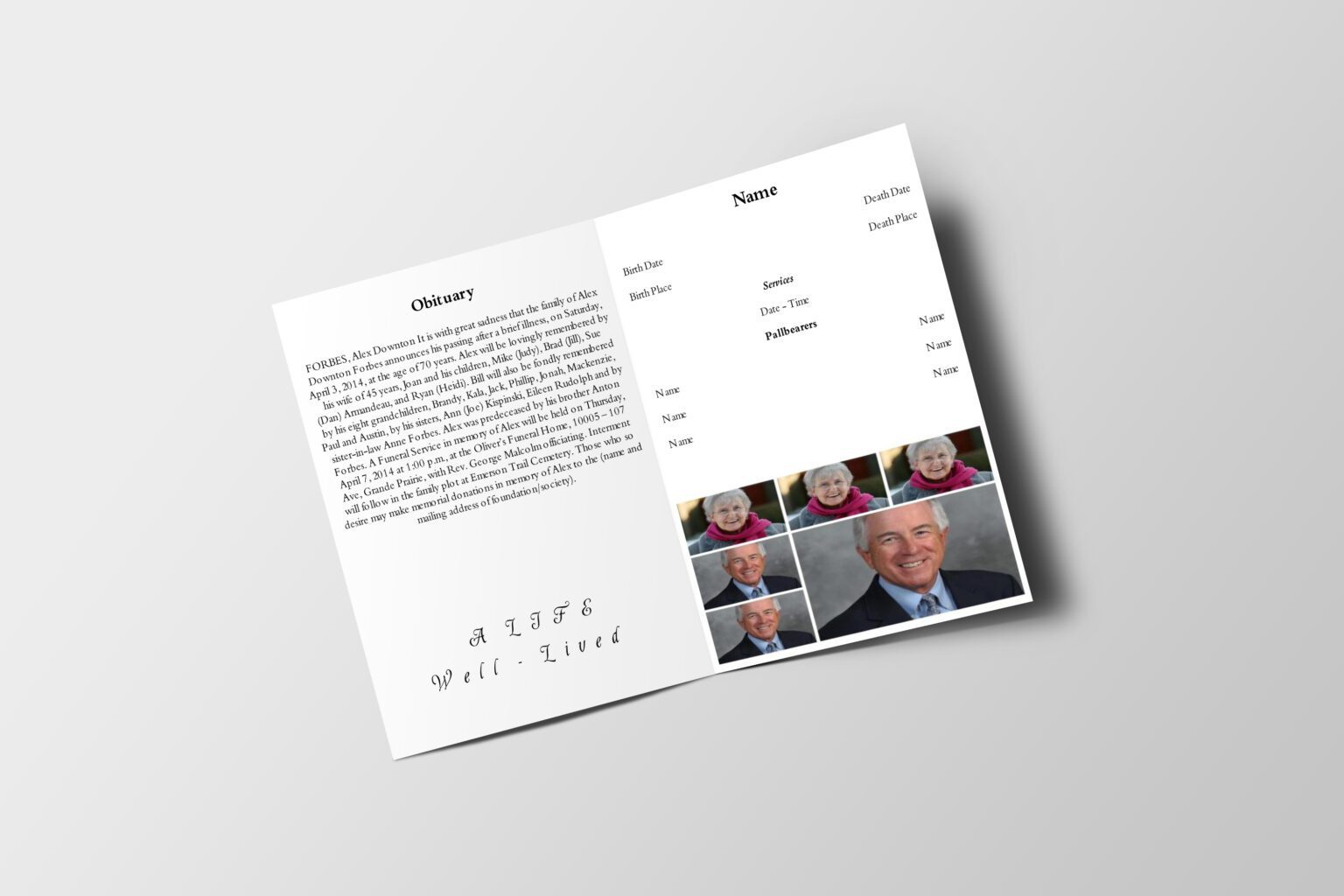 Organic Minimal Half Page Funeral Program Template