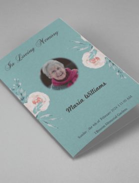 Blue Organic Minimal Invite Funeral Program Template