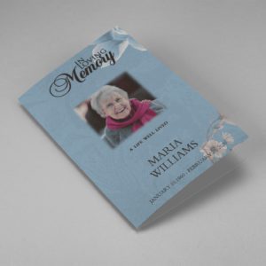 Blue and Pink Floral Funeral Program Template cover