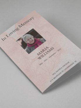 Pink Floral Paper Funeral Program Template