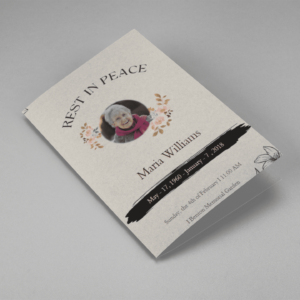 Floral Rest in Peace Half Page Funeral Program Template cover