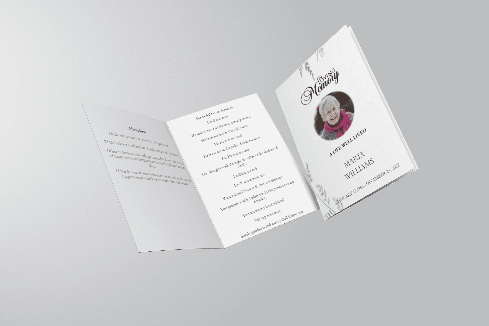 Green Natural Half Page Funeral Program Template