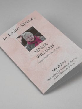 Pink Floral Paper Half Page Funeral Program Template