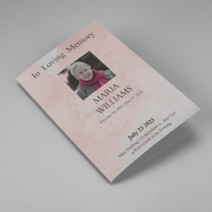 Pink Floral Paper Half Page Funeral Program Template cover