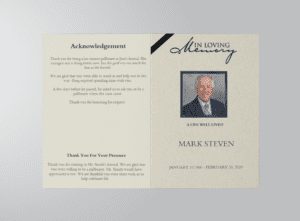 Elegant Beige Funeral Program Template outside