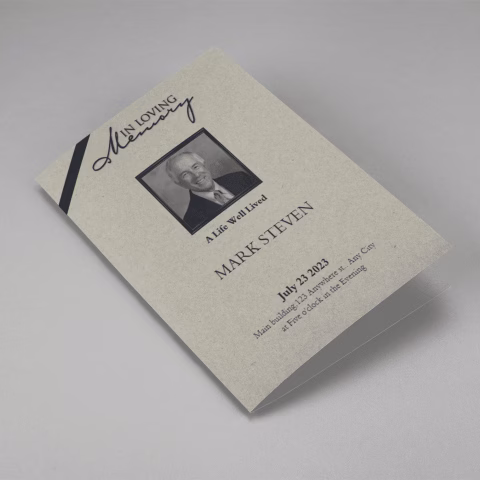 Elegant Beige Half Page Funeral Program Template Cover