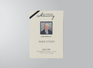 Elegant BeigeHalf Page Funeral ProgramTemplate Front