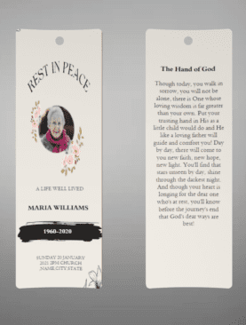 Floral Rest in Peace Funeral Bookmark Template