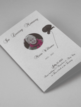 Gray Elegant Oval Frame Half Page Funeral Program Template