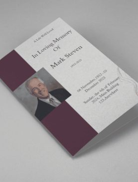 Grey and Burgundy Elegant Funeral Program Template