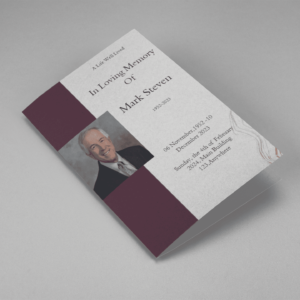 Grey and Burgundy Elegant Funeral Program Template cover