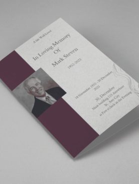 Grey and Burgundy Elegant Half Page Funeral Program Template