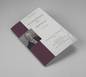 Grey and Burgundy Elegant Half Page Funeral Program Template