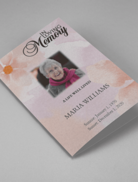 Pink and Orange Watercolour Half Page Funeral Program Template