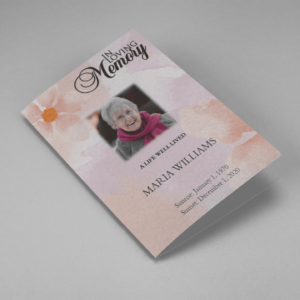Pink and Orange Watercolour Half Page Funeral Program Template cover