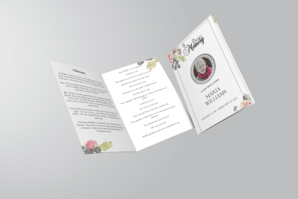 White Floral Pro Funeral Program Template