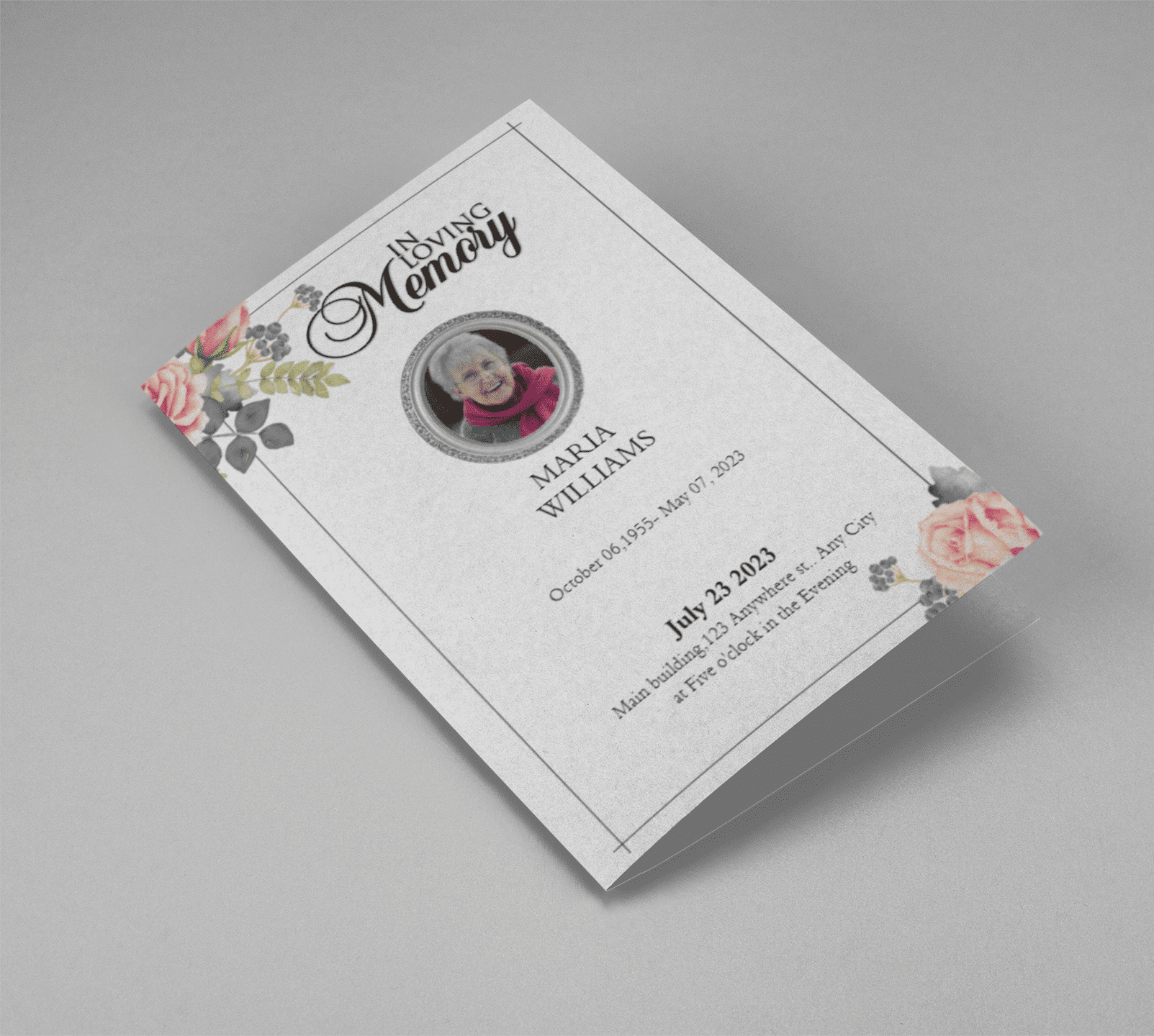 White Floral Pro Half Page Funeral-Program-Template cover
