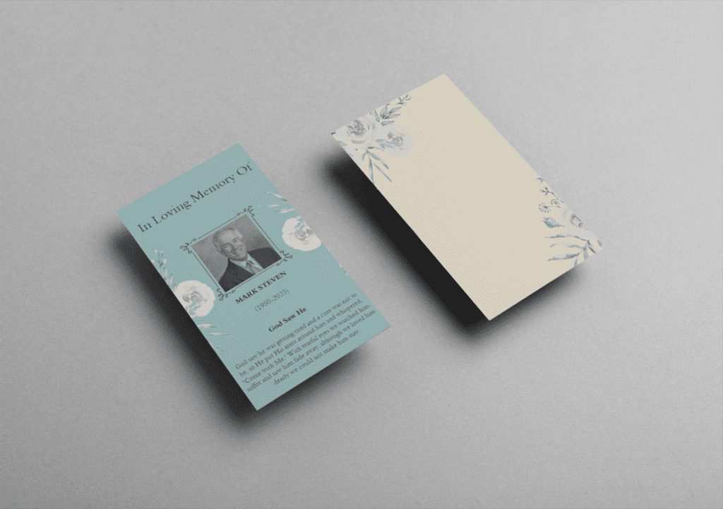 Blue Organic Minimal Funeral Prayer Card