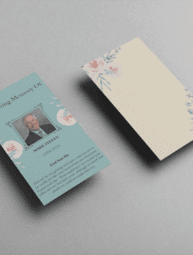 Blue Organic Minimal Funeral Prayer Card