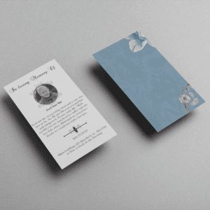 Blue and Pink Floral Funeral Prayer Card