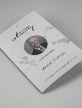 Cream Gold Marble Funeral Program Template