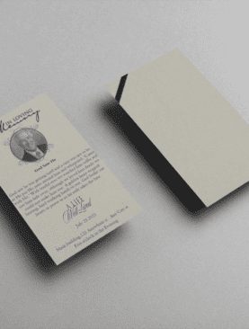 Elegant Beige Funeral Prayer Card