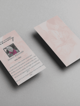 Pink Floral Paper Funeral Prayer Card
