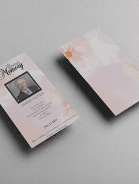 Pink and Orange Watercolour Funeral Prayer Card