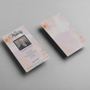 Pink and Orange Watercolour Funeral Prayer Card