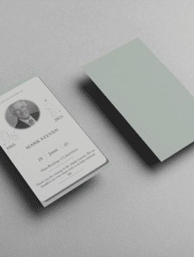 Soft Green and Grey Minimalist Floral Funeral Prayer Card