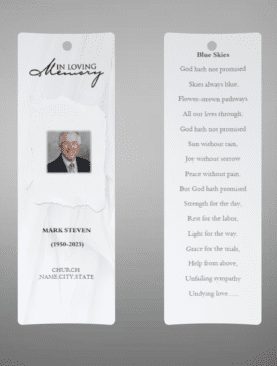 White Classic Funeral Bookmark Template