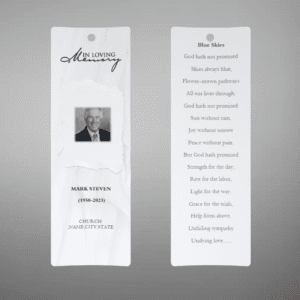 White Classic Funeral Bookmark Template