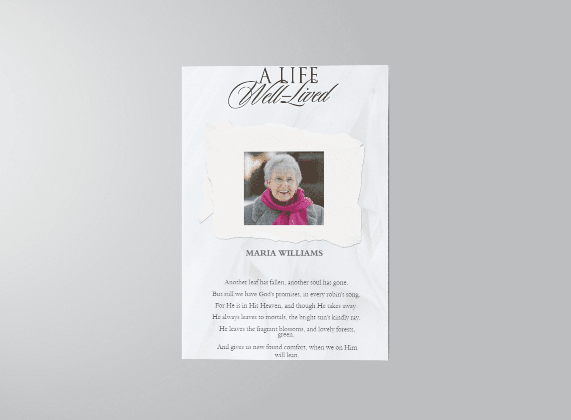 White Classic Funeral Program Template front