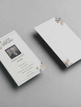 White Floral Pro Funeral Prayer Card