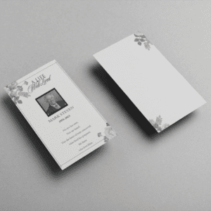 White Floral Pro Funeral Prayer Card