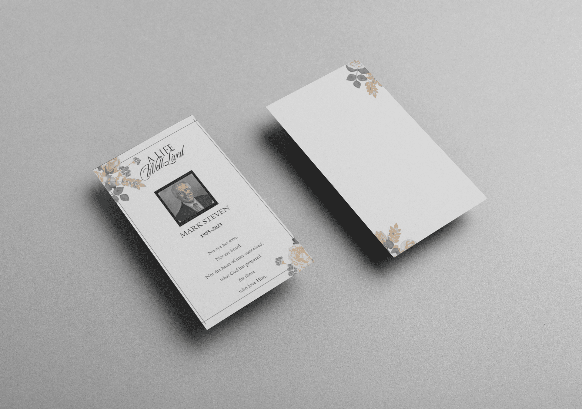 White Floral Pro Funeral Prayer Card