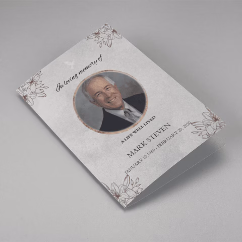 Grey Classic Minimalist Funeral Program Template Cover