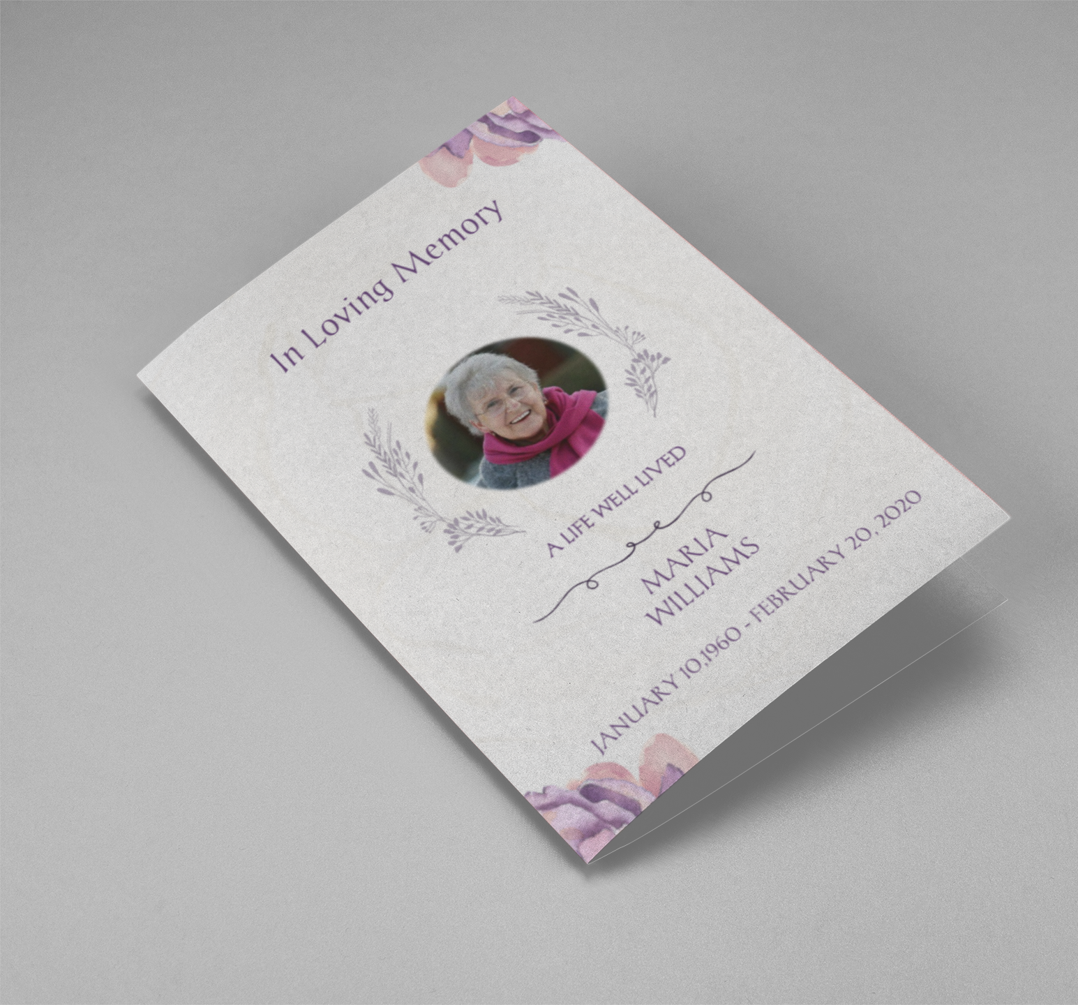 Purple Elegant Watercolor Funeral Program Template